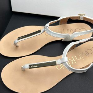 Calvin Klein "Samira" White Patent Leather Sandal